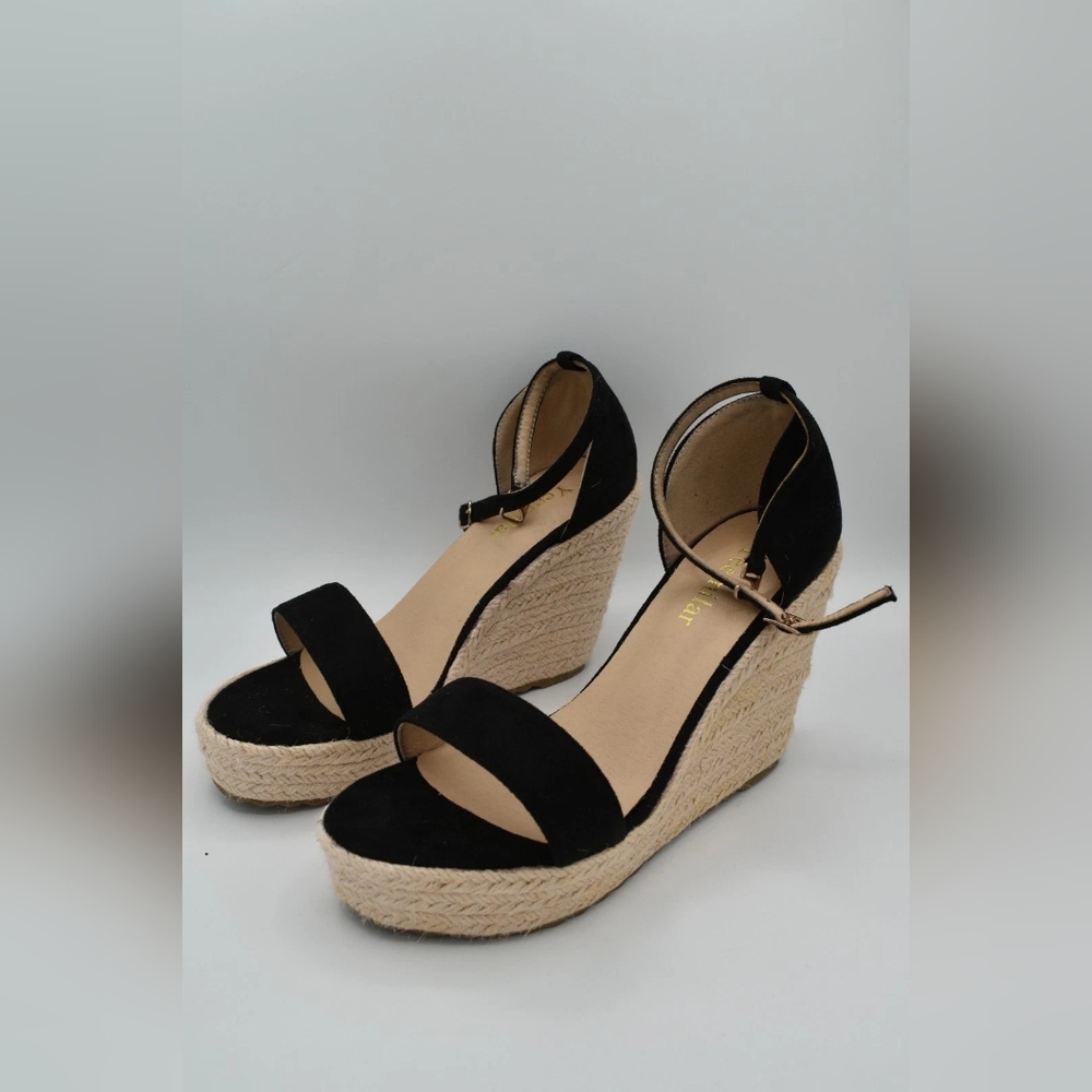 Black Wedge Sandals